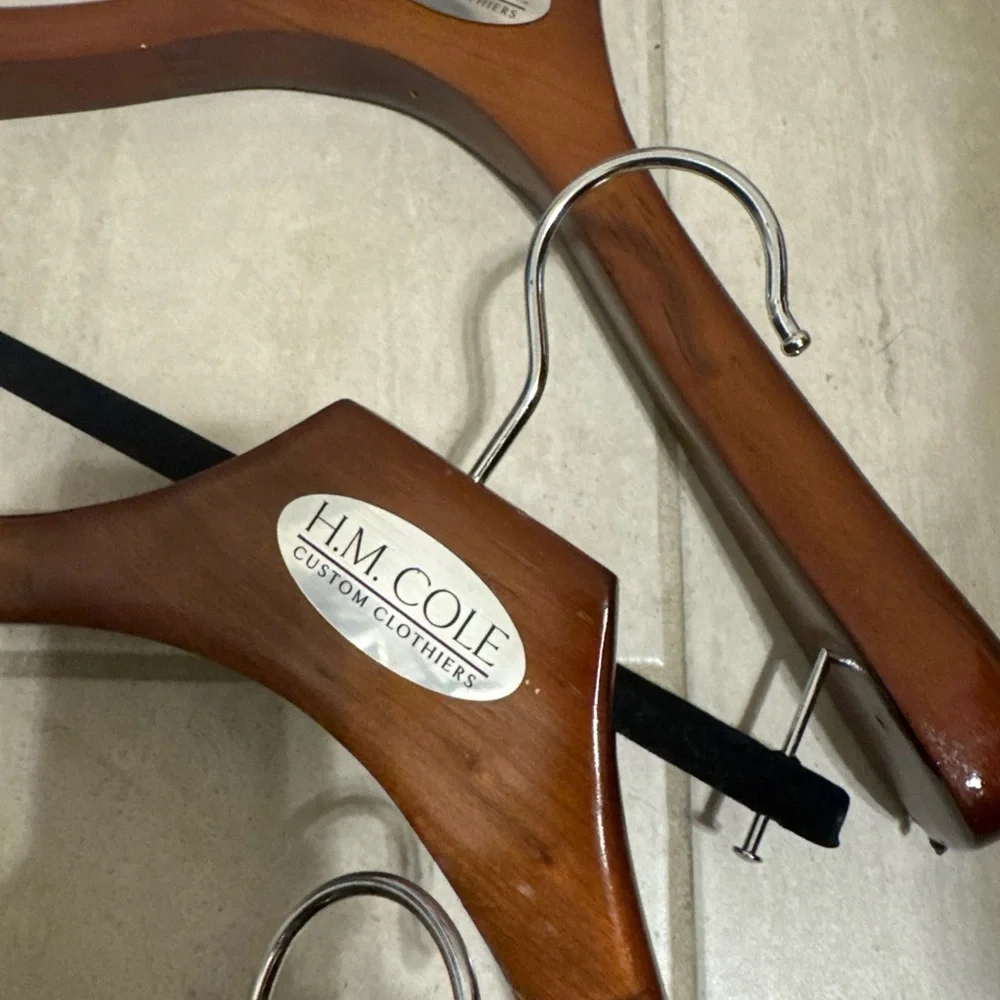 H. M. Cole Custom Clothiers Wooden 3 Thick Coat Hangers